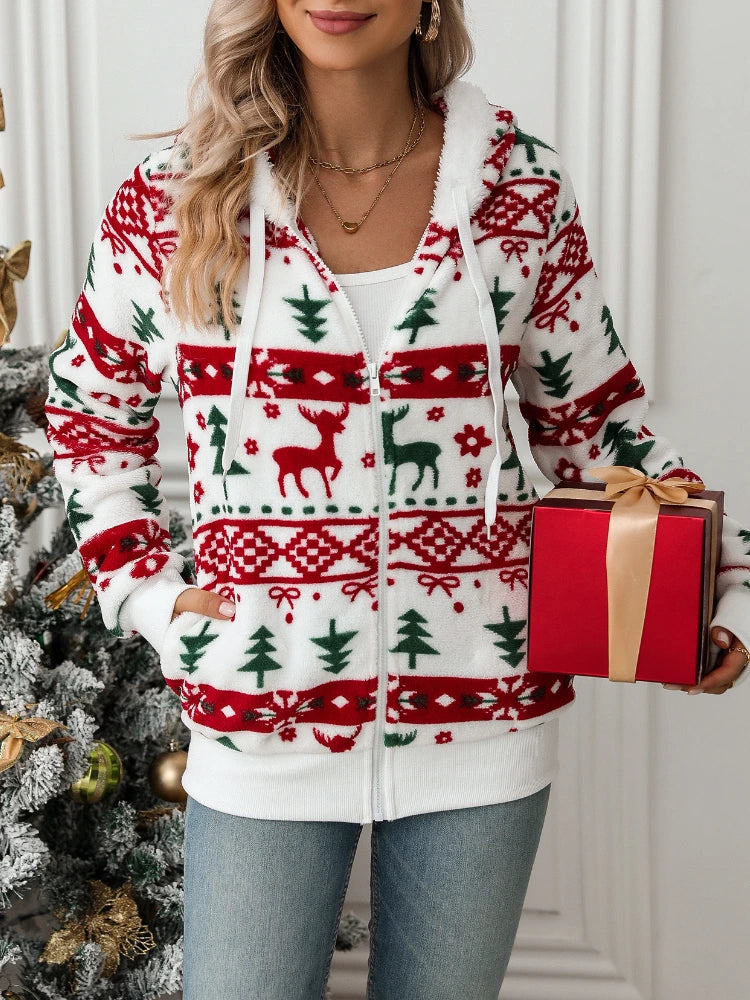 Women's White Festive Christmas Knit Cardigan