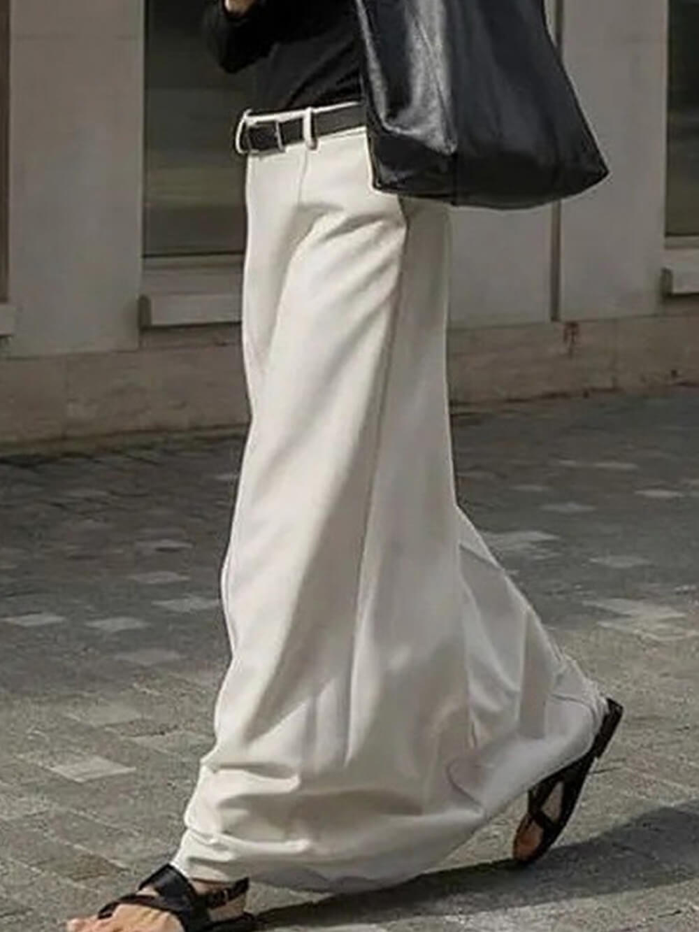 Women's white loose A-line skirt — side view