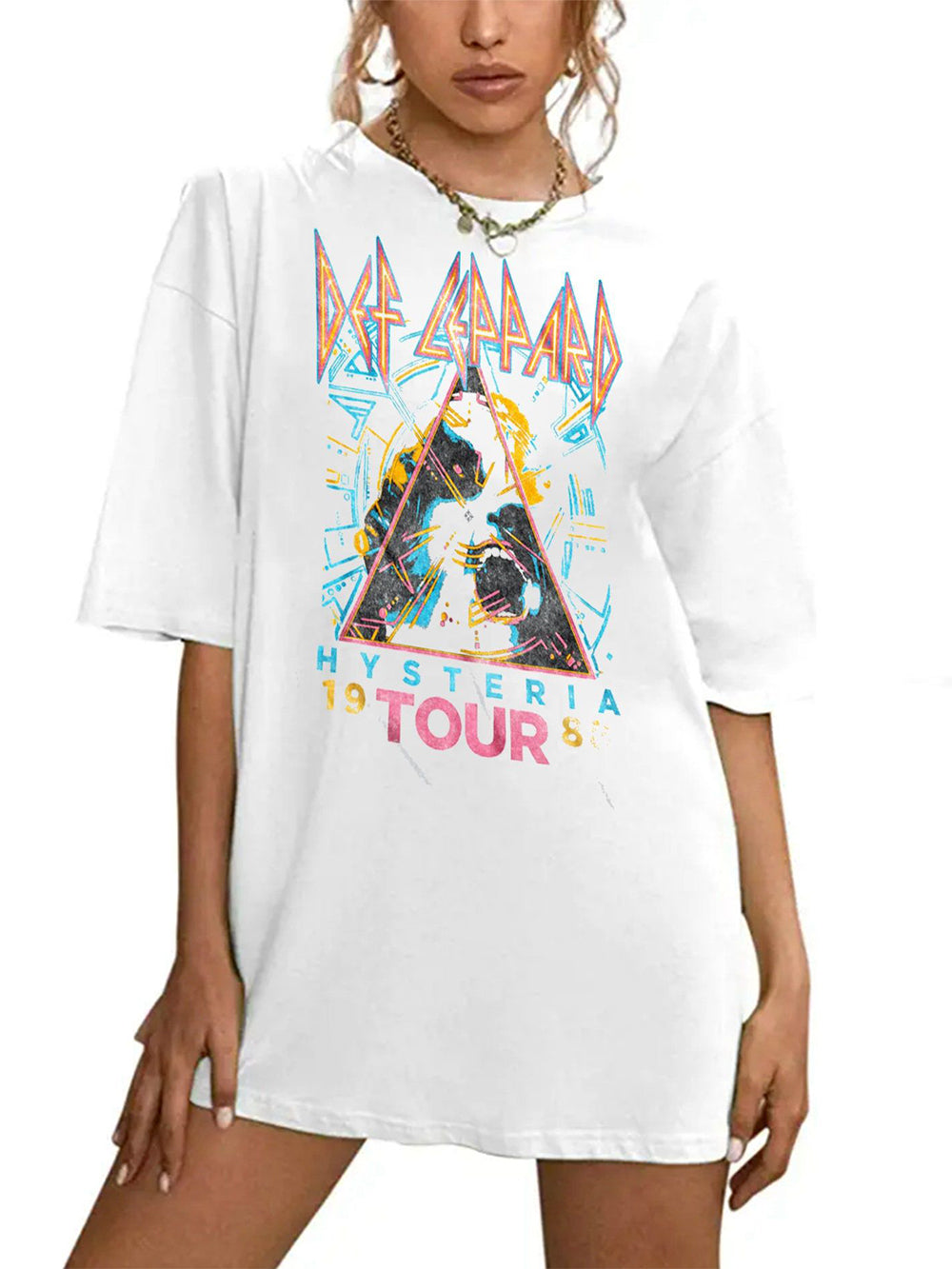 Women's White Round Neck Printed T-Shirt