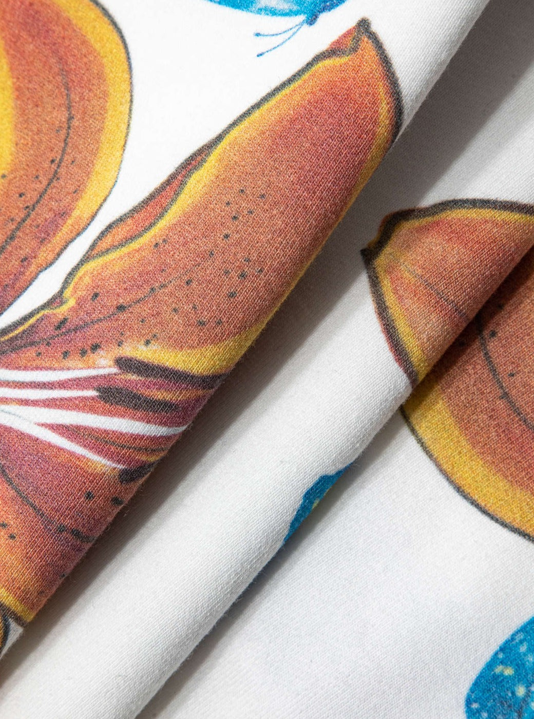 Women's White Tropical Floral Tube Top — fabric detail