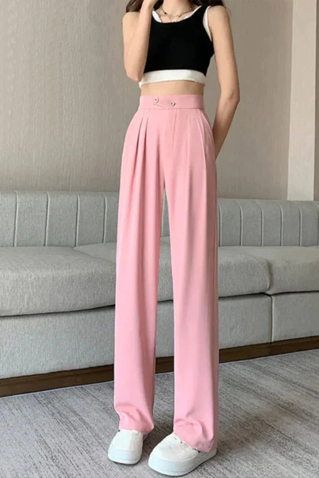 Women's wide-leg creased trousers