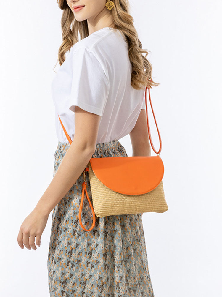Women's Woven Straw Crossbody Clutch