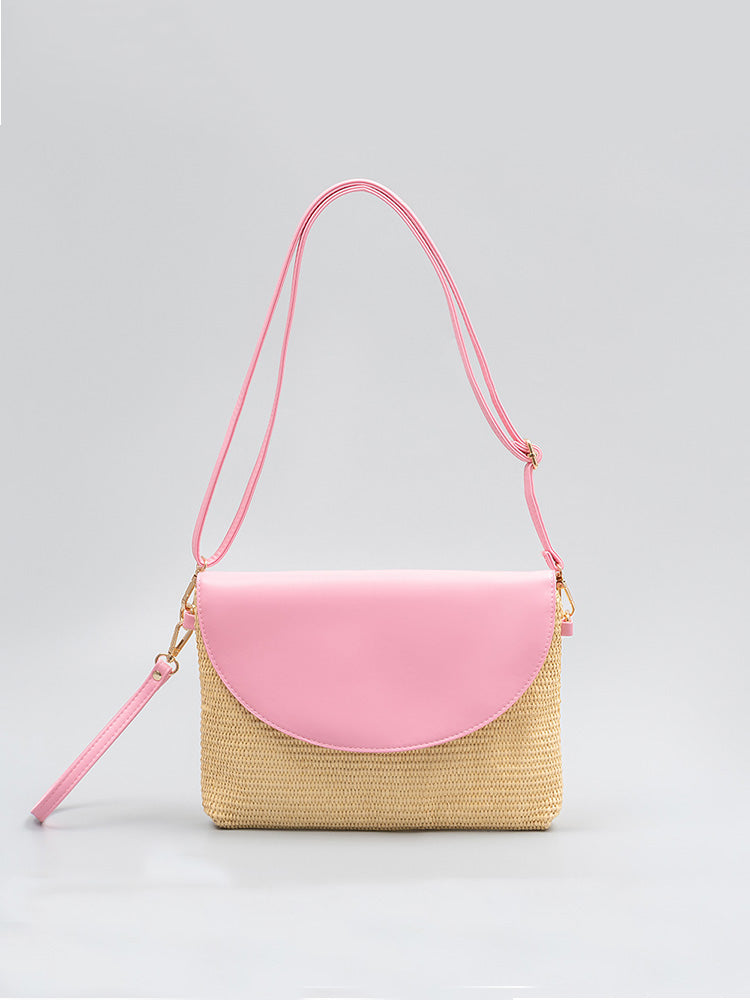 Women's Woven Straw Crossbody Clutch — zip closure detail