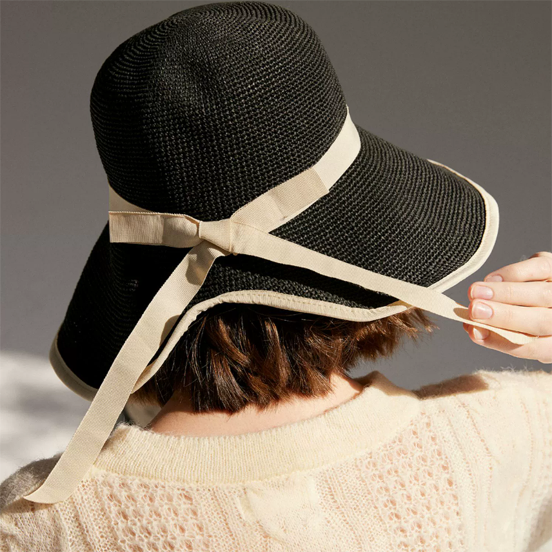 Woven Straw Bucket Sun Hat — women's bucket hat, view 7 by Emyri