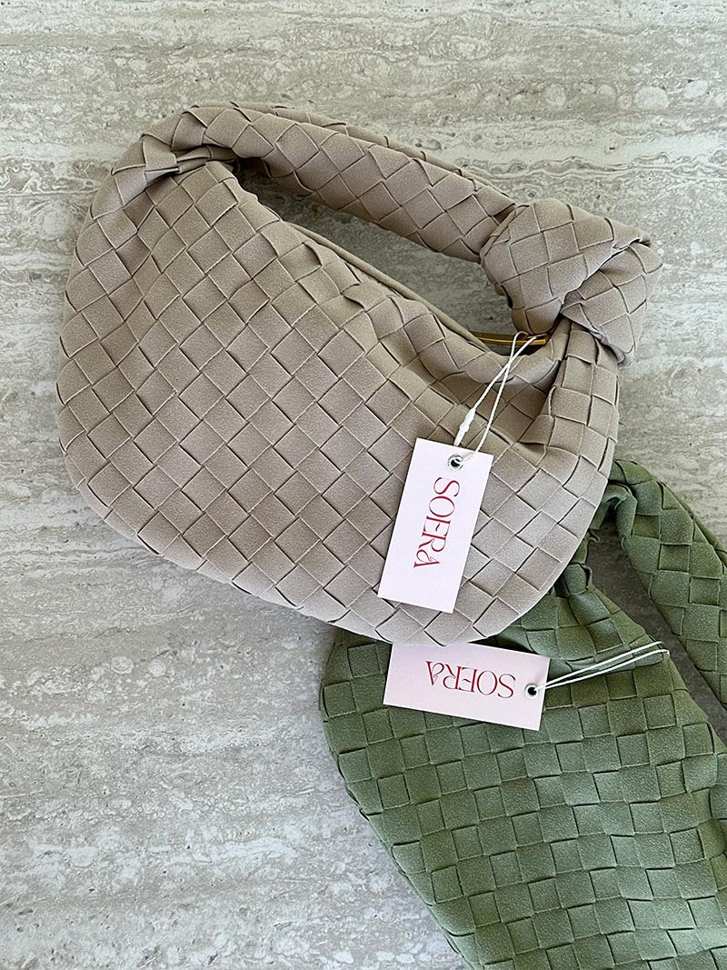 Woven Suede Mini Bag — women's mini bag, view 17 by Emyri