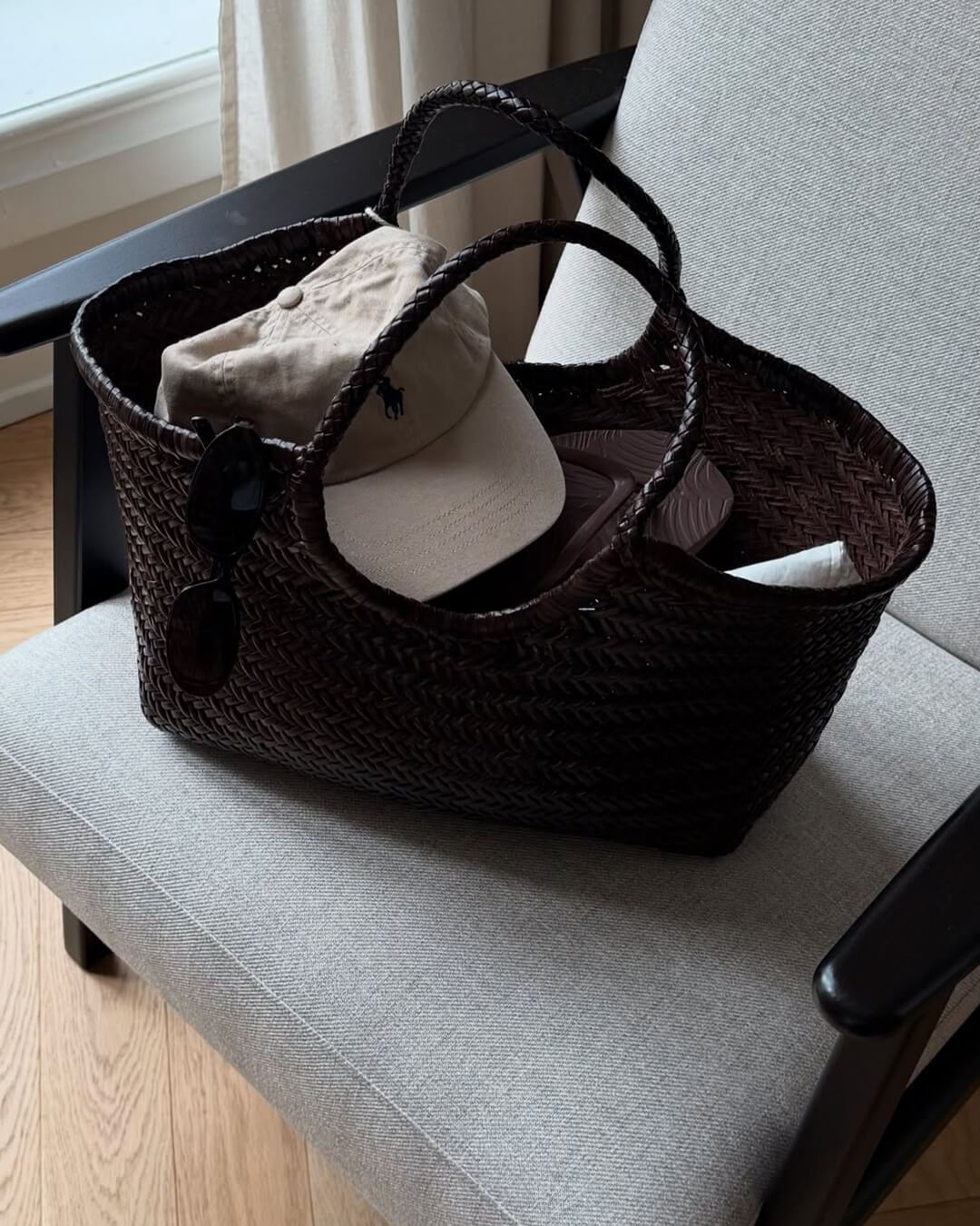 Woven Vegan Leather Tote Bag — women's tote bag, view 8 by Emyri