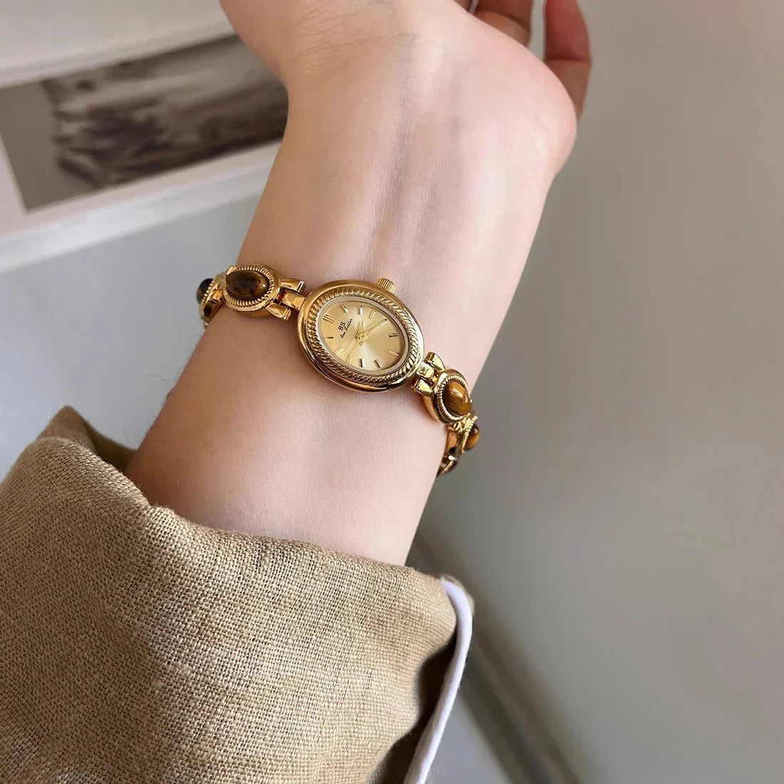 Gemstone Link Bracelet Watch