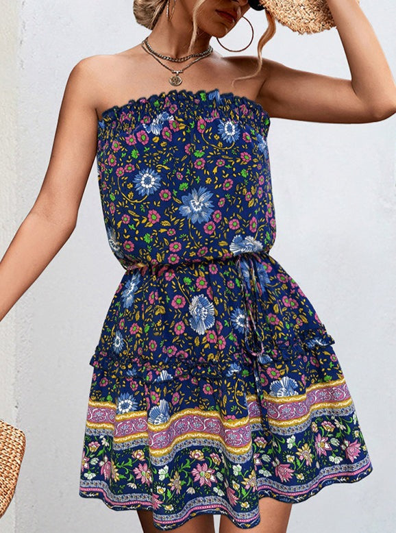 Floral Bandeau Mini Dress