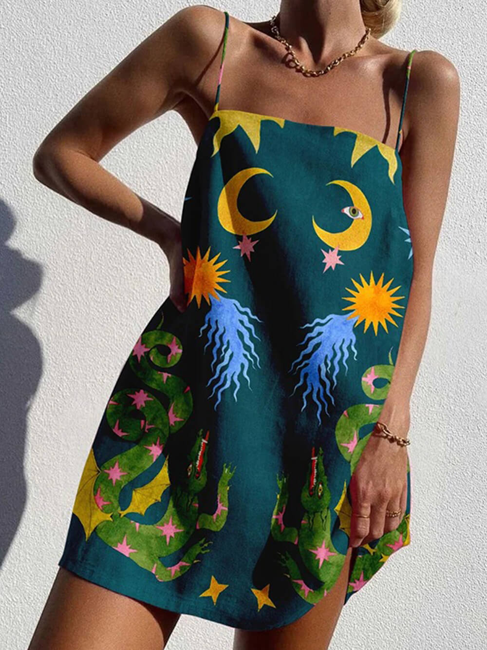Abstract Print Chain Mini Dress