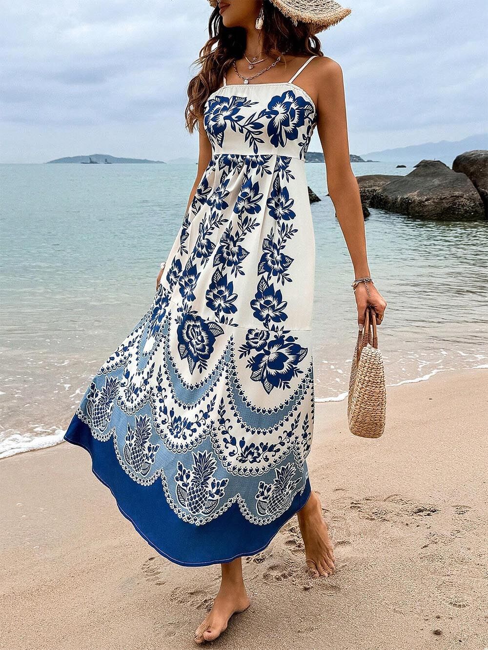 Floral Smocked Back Midi Dress