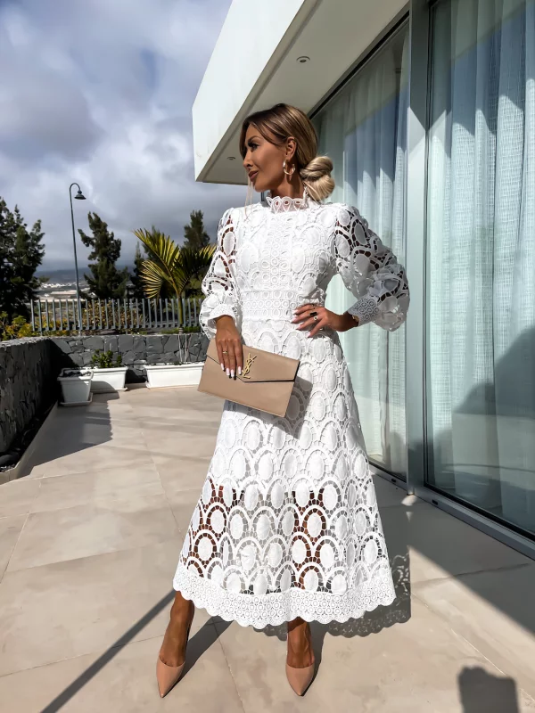 Round-Neck A-Line Midi Dress