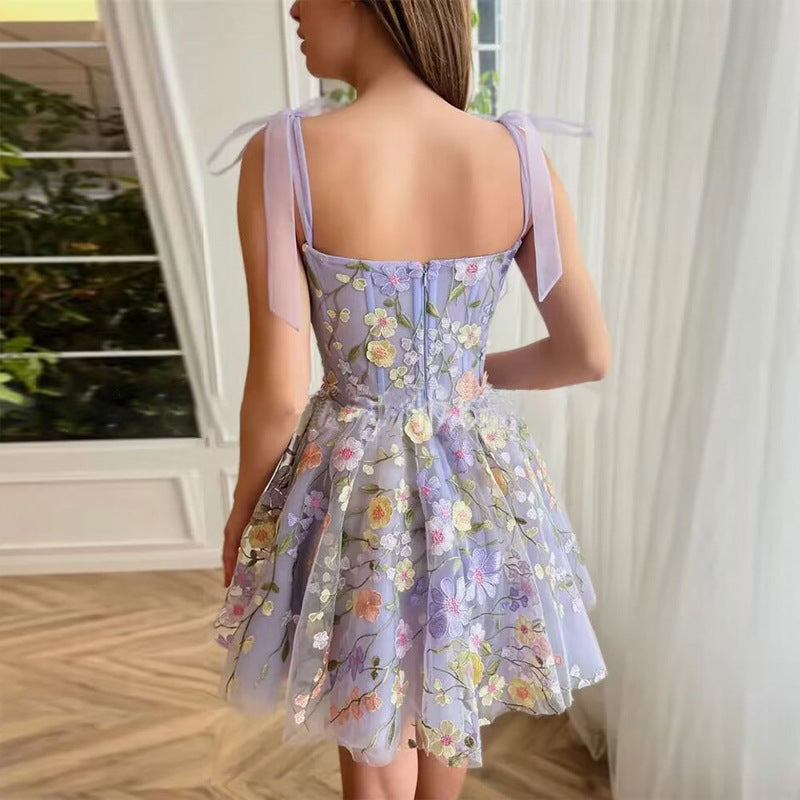 Embroidered Floral Corset Dress