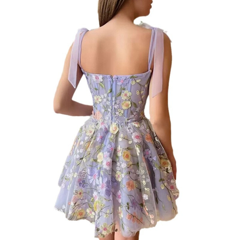 Embroidered Floral Corset Dress