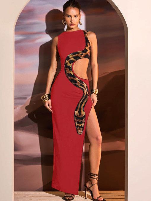 Cutout Bodycon Slit Maxi Dress