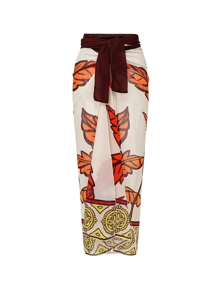 Maple Print Swimsuit Set Trio
