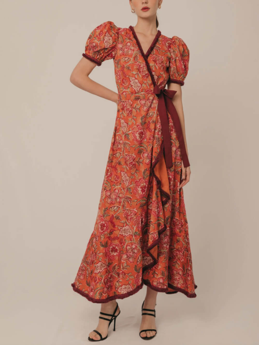 Vintage Print Midi Dress