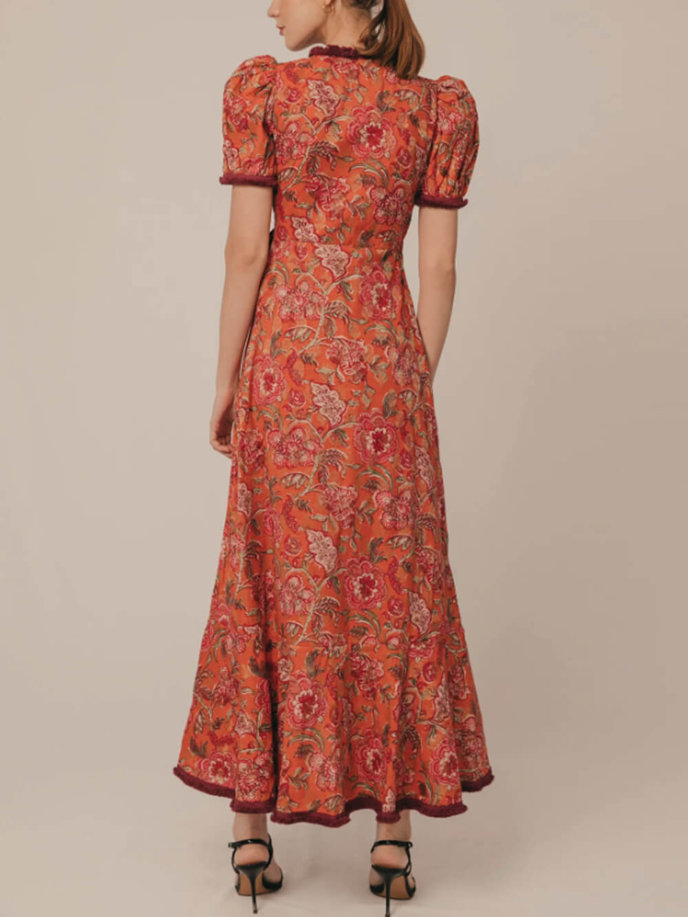 Vintage Print Midi Dress