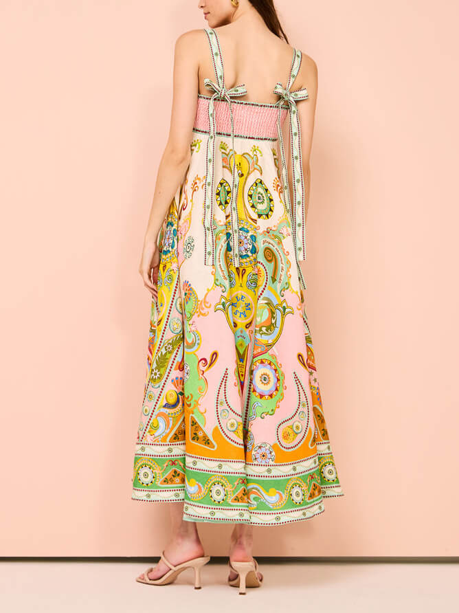 Holiday Print Camisole Midi Dress