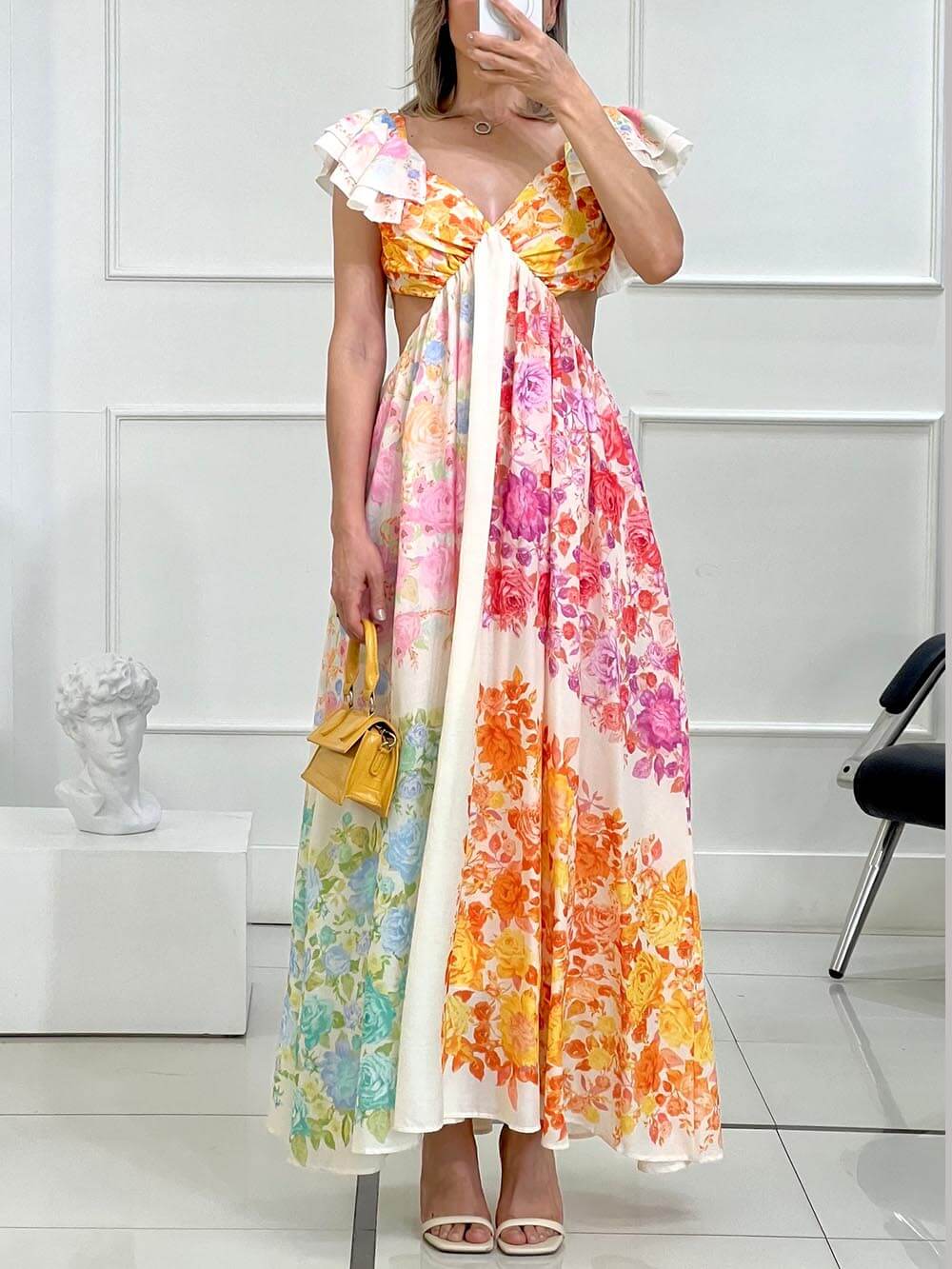 Floral Tie-Up Back Maxi Dress