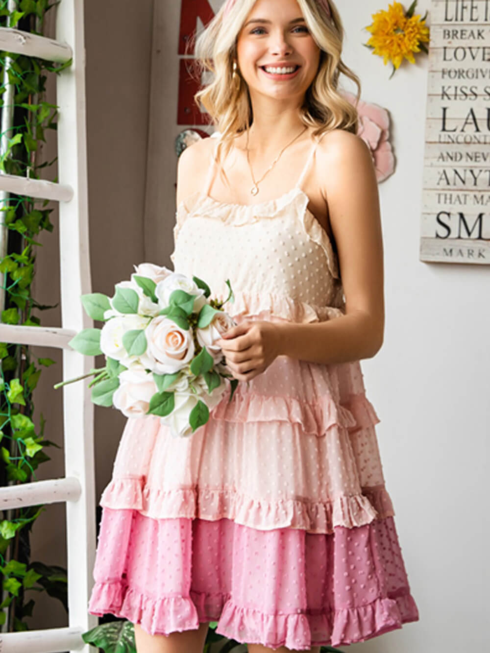 Swiss Dot Ruffled Tiered Mini Dress