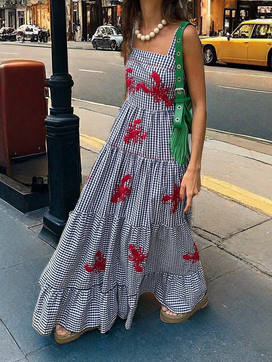 Embroidered Backless Camisole Midi Dress