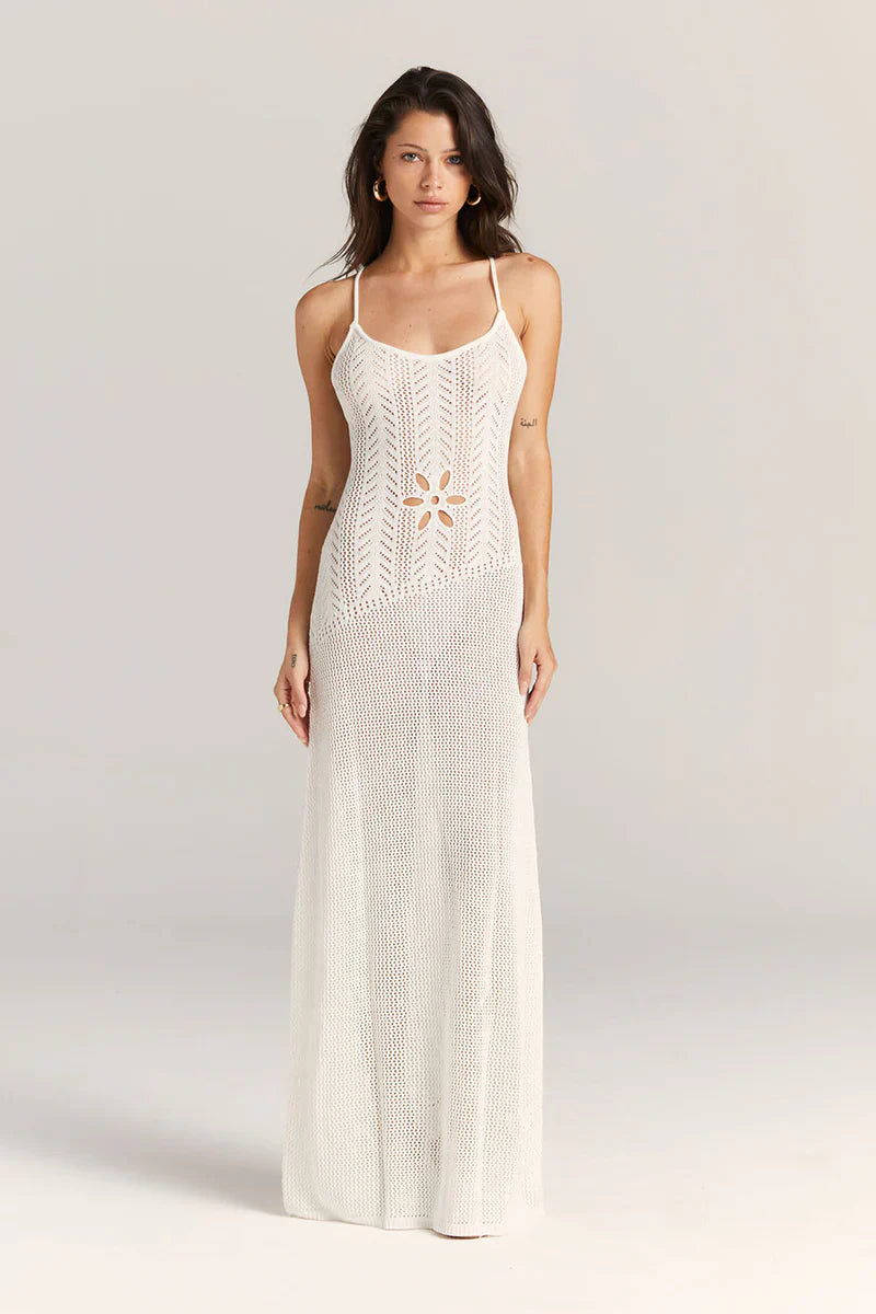 Floral Cut-Out Knit Maxi Dress
