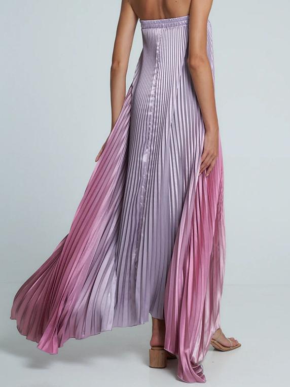 Strapless Gradient Pleated Dress