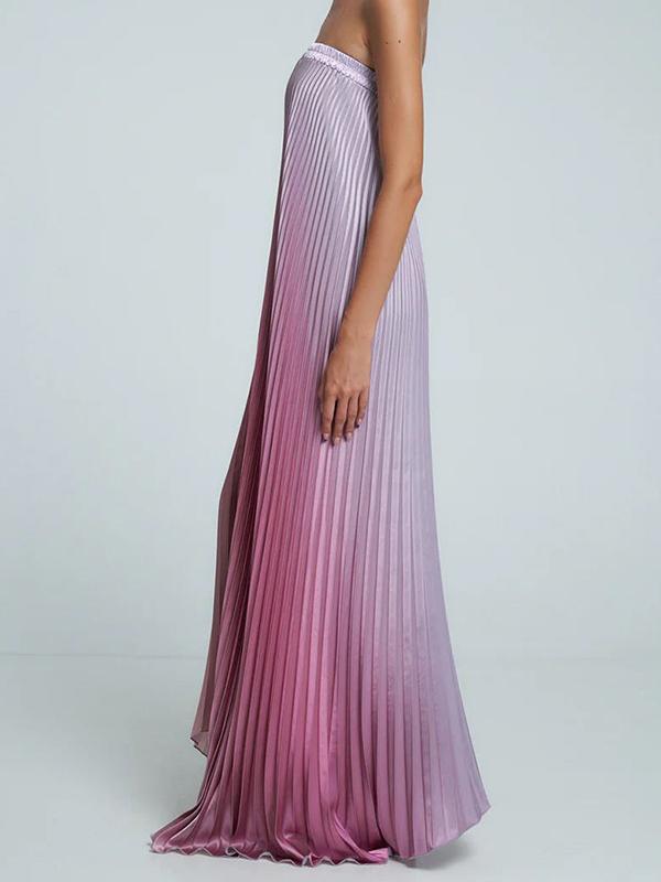 Strapless Gradient Pleated Dress