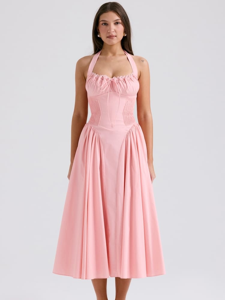 Halter Backless Midi Dress