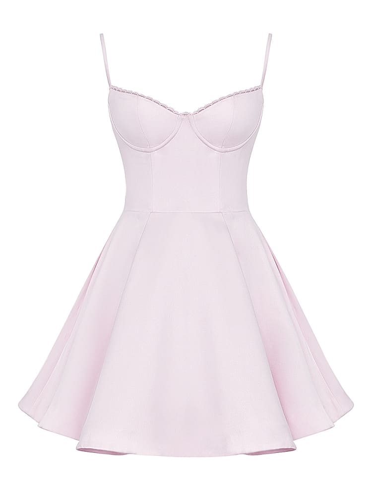 Tulle Bodice Pink Mini Dress