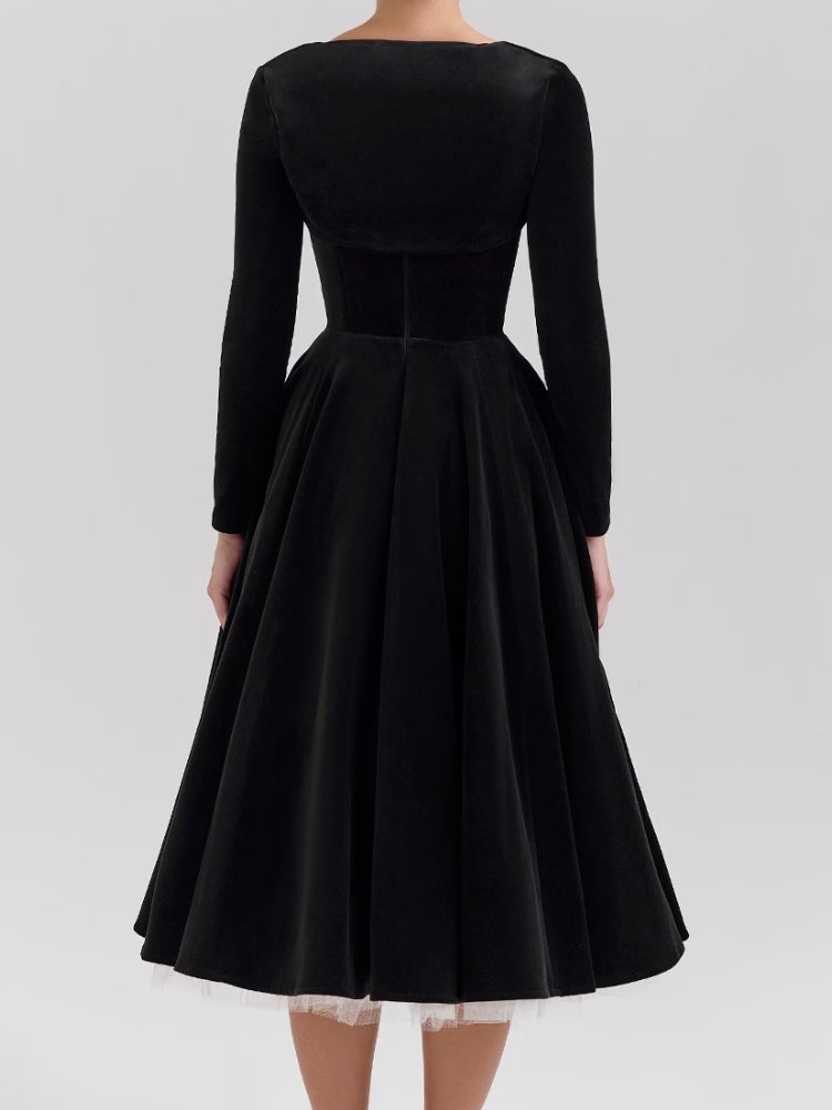 Velvet Tulle Midi Dress