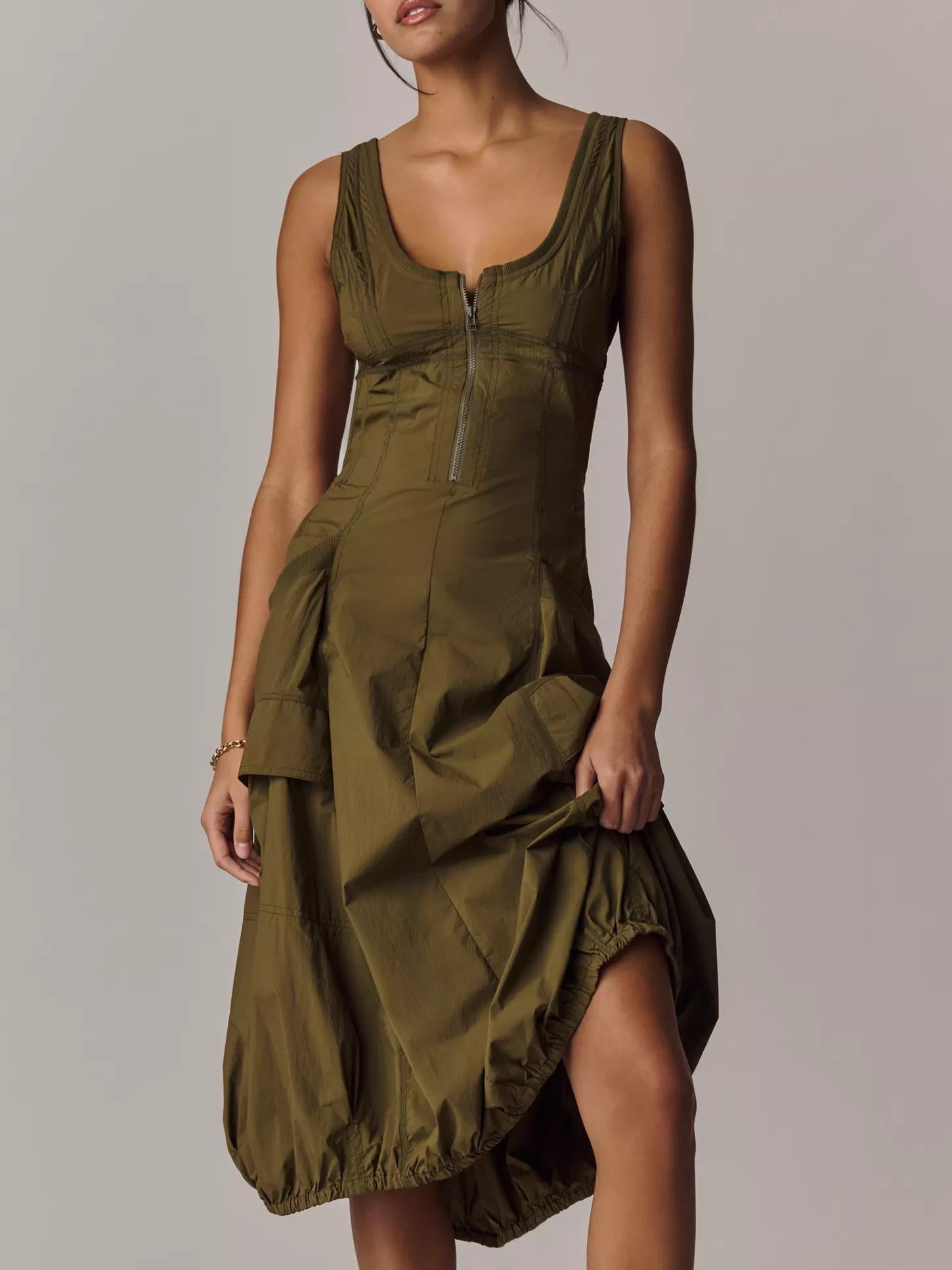 Scoop Neck Bubble Hem Dress