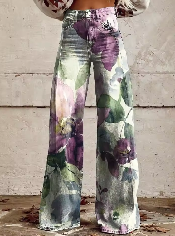 The Alessia — Floral Print Wide-Leg Trousers