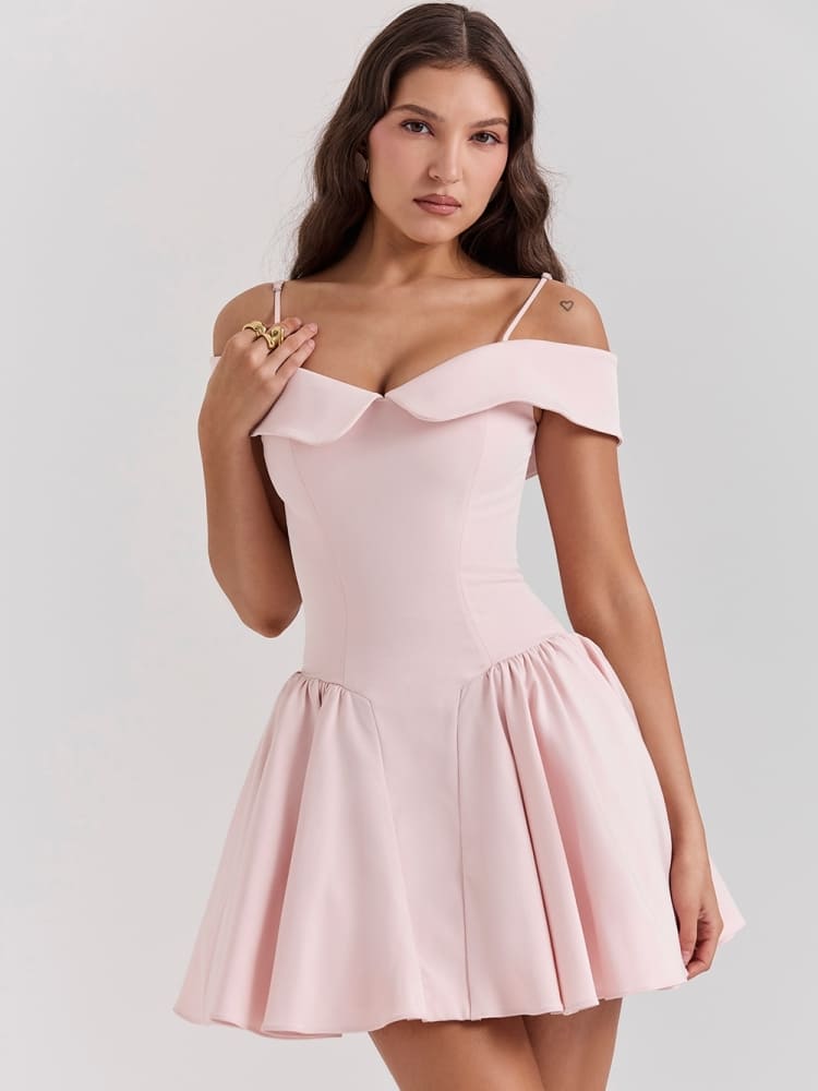 Off-Shoulder Pink Mini Dress