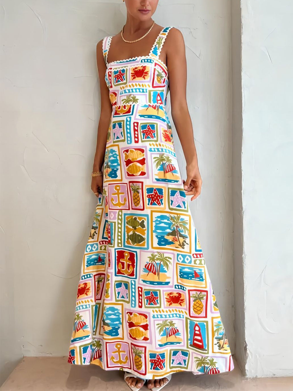 Tube Top Print Maxi Dress