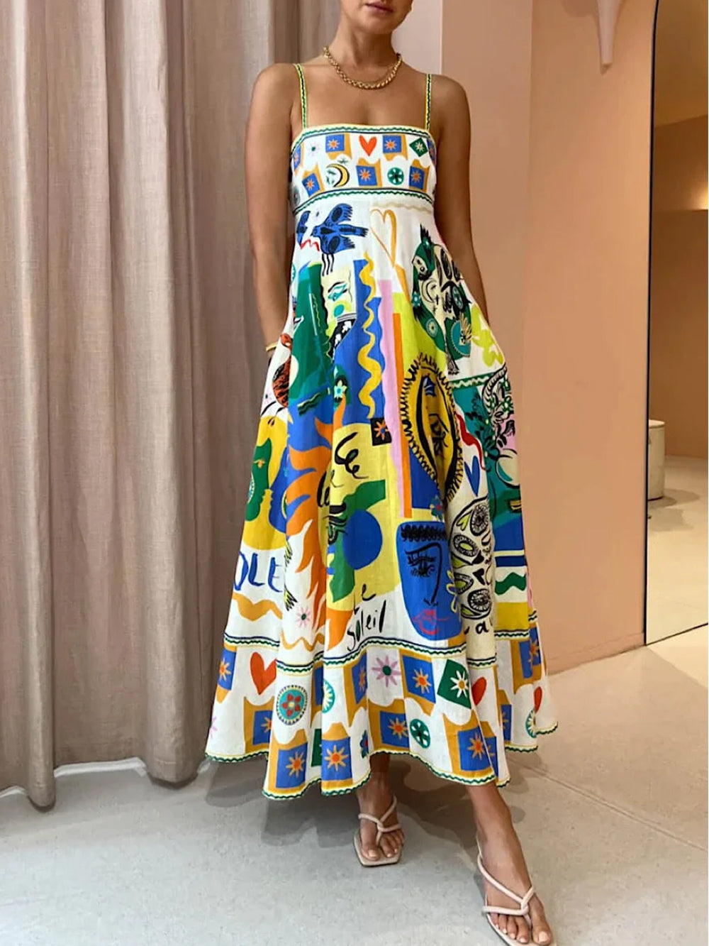 Geometric Print Slip Dress