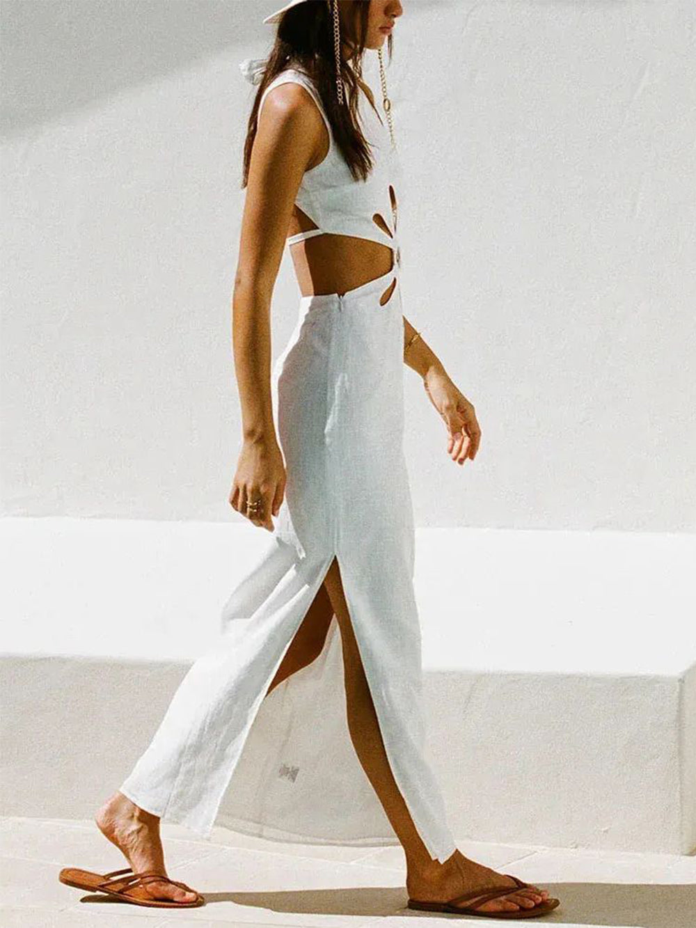 Backless Cut-Out Halter Dress