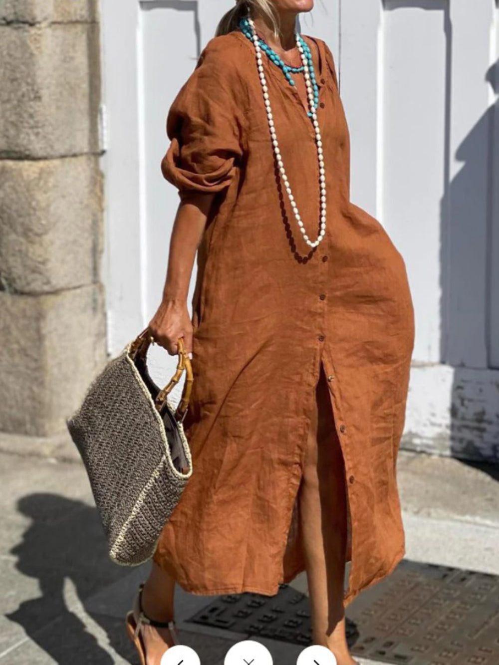 Button-Up Midi Shirt Dress