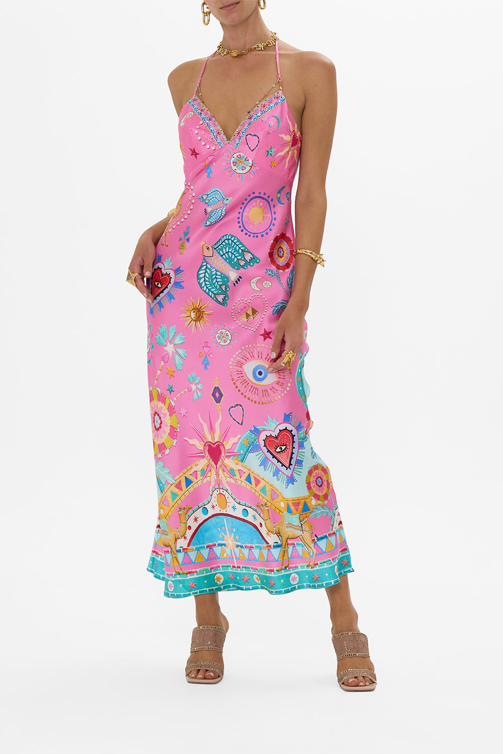 Chain Halter Maxi Dress
