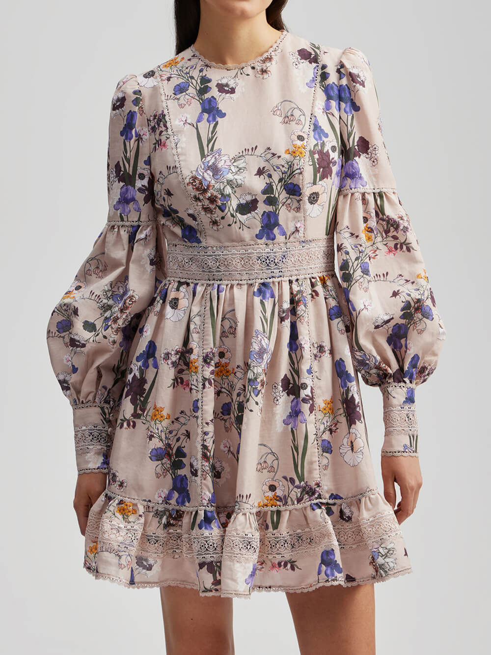 Floral Balloon Sleeve Mini Dress