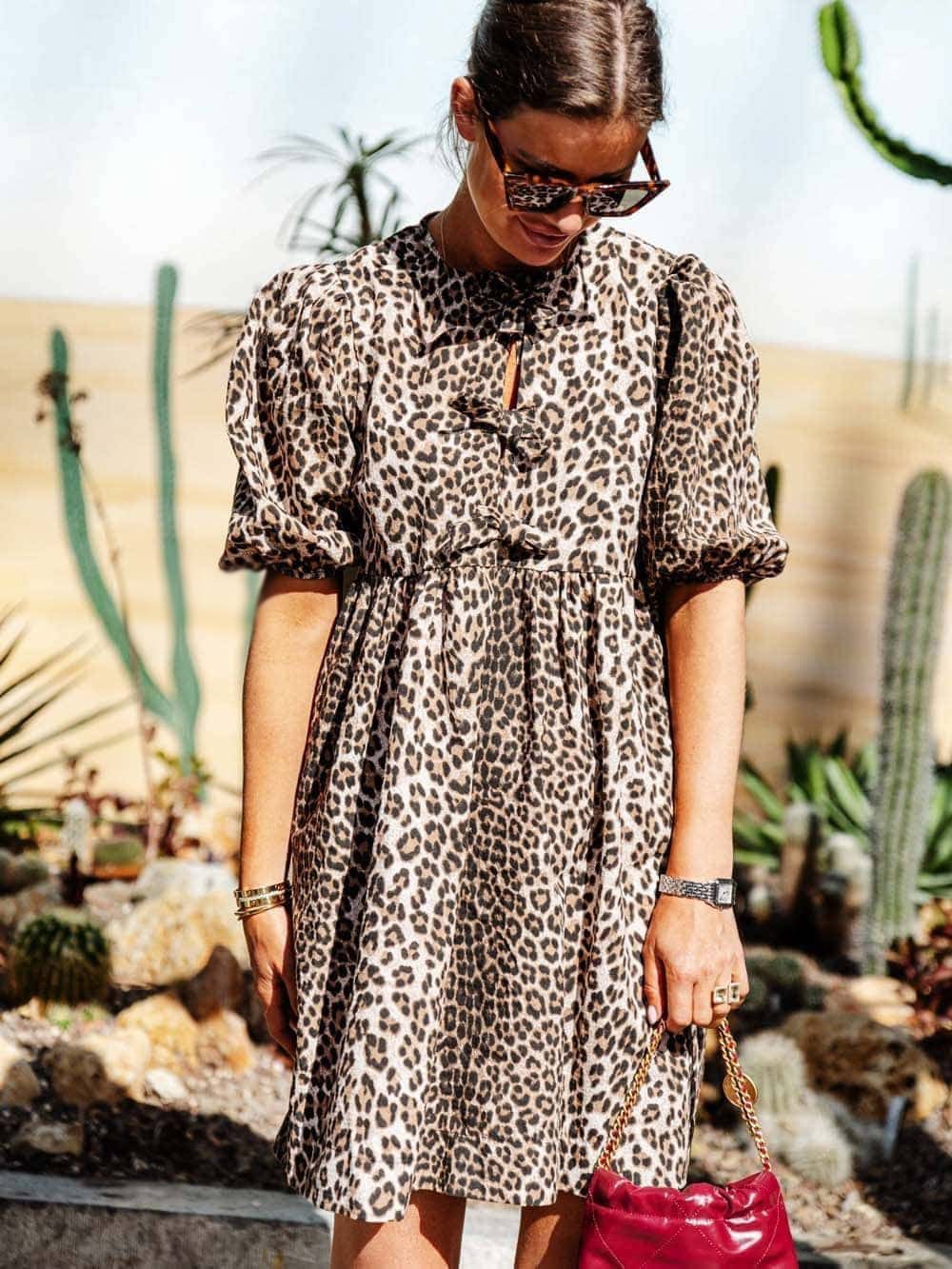 Leopard Print Puff Sleeve Mini