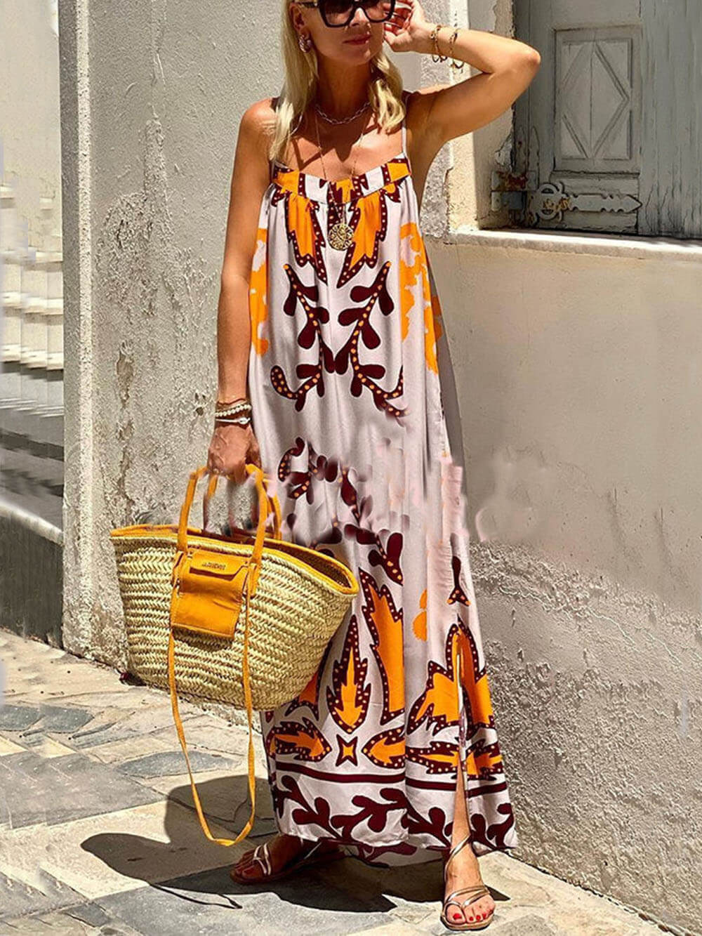 Boho Printed Cami Midi Dress