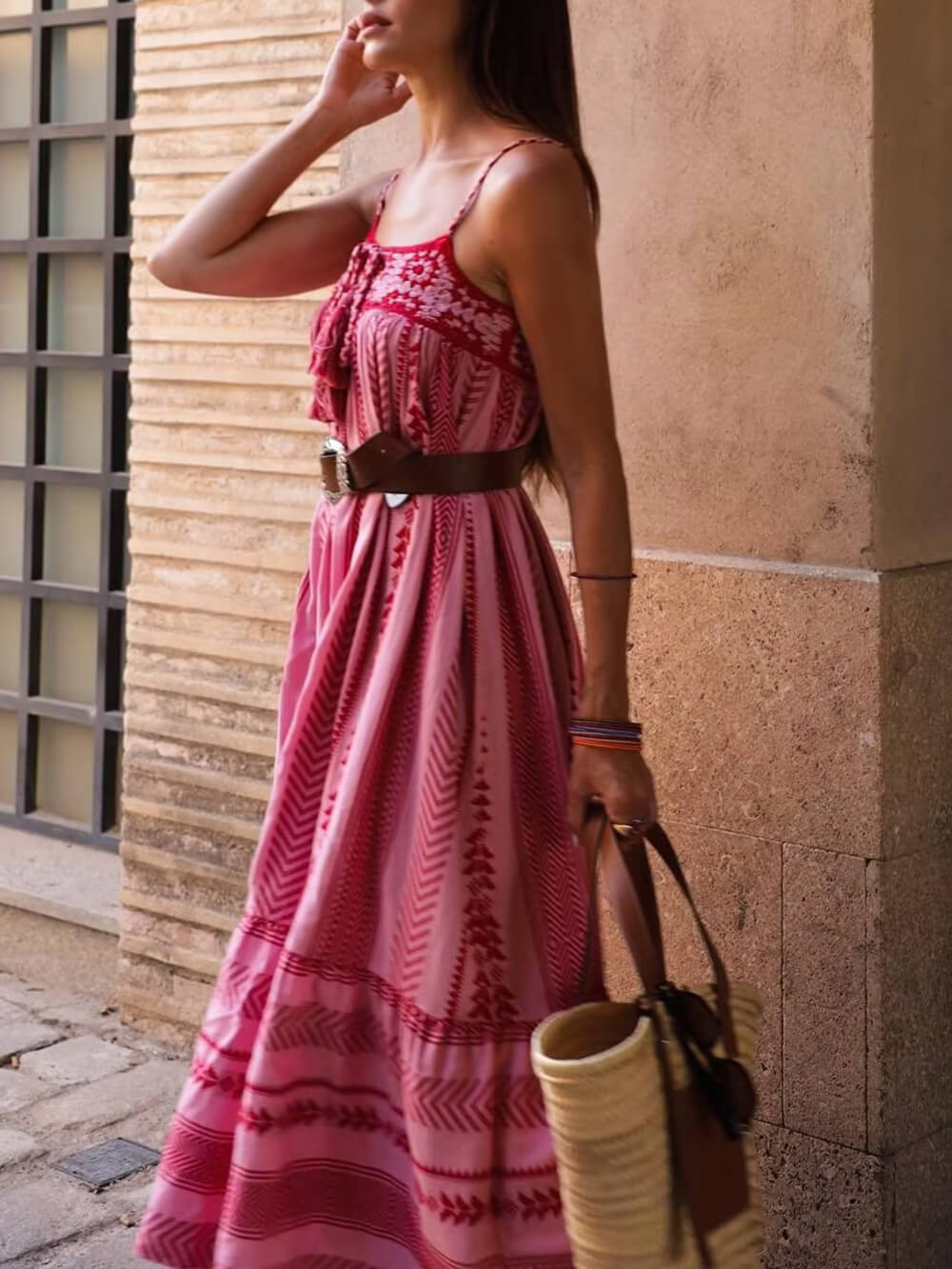 Crochet Patchwork Slip Maxi Dress