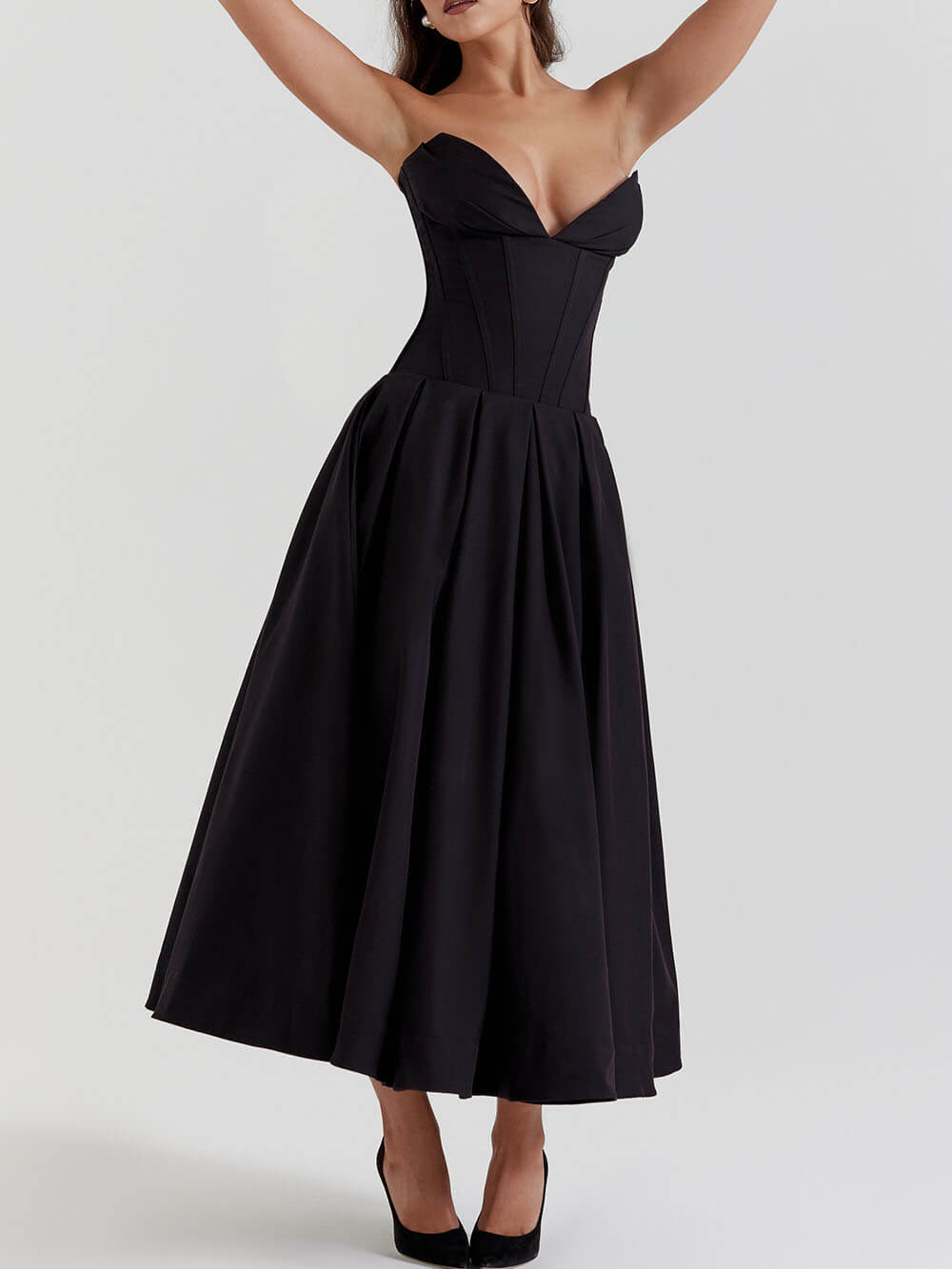 Strapless Structured Midi Dress