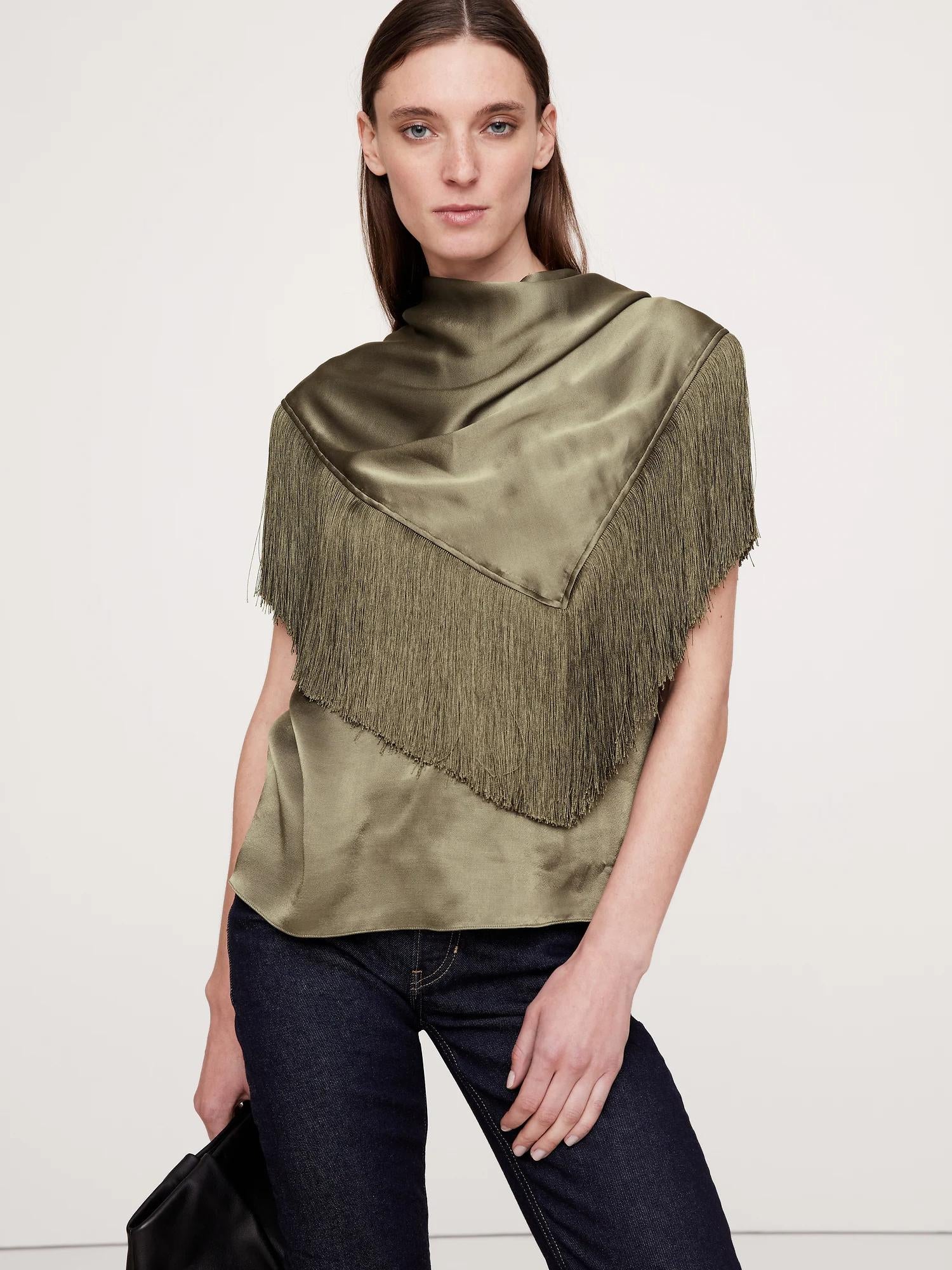 Lustre Drape Fringe Top