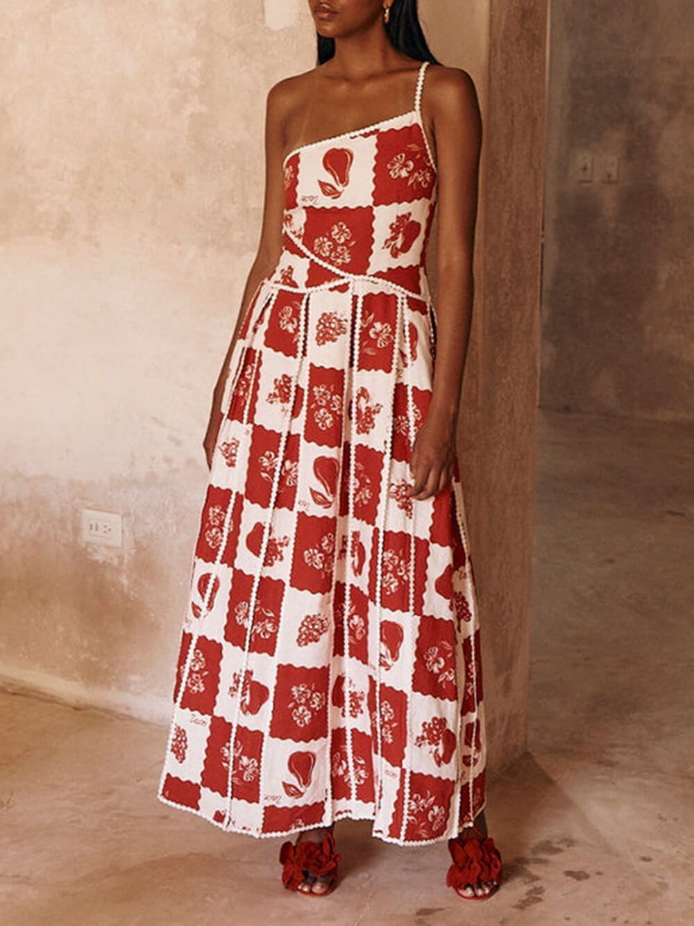 One-Shoulder Floral Maxi Dress