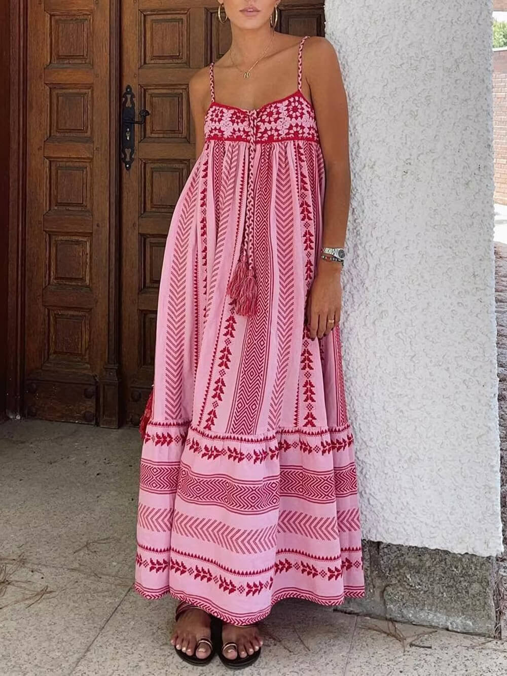 Crochet Patchwork Slip Maxi Dress