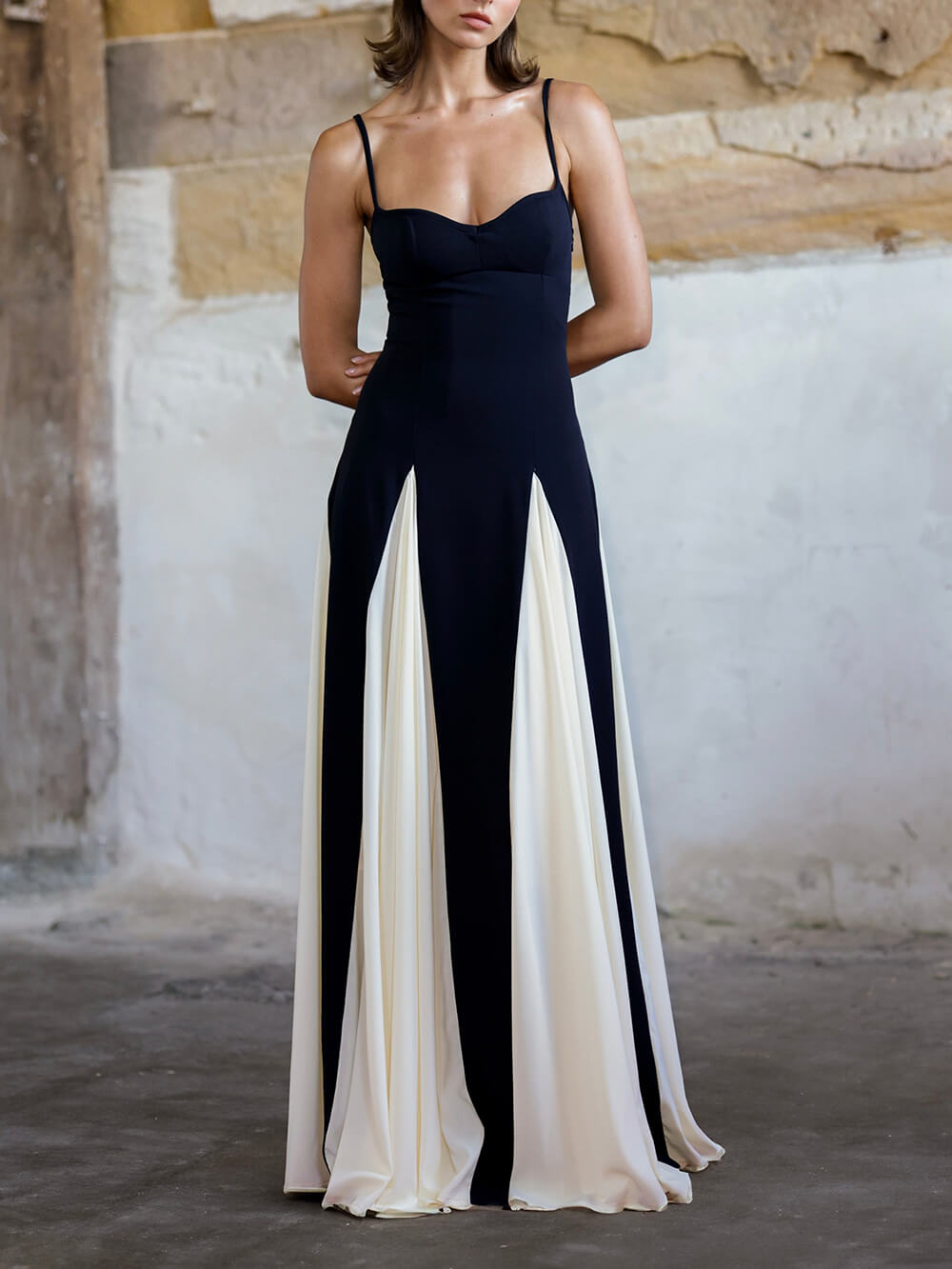 Colourblock Tulle Panel Maxi Dress