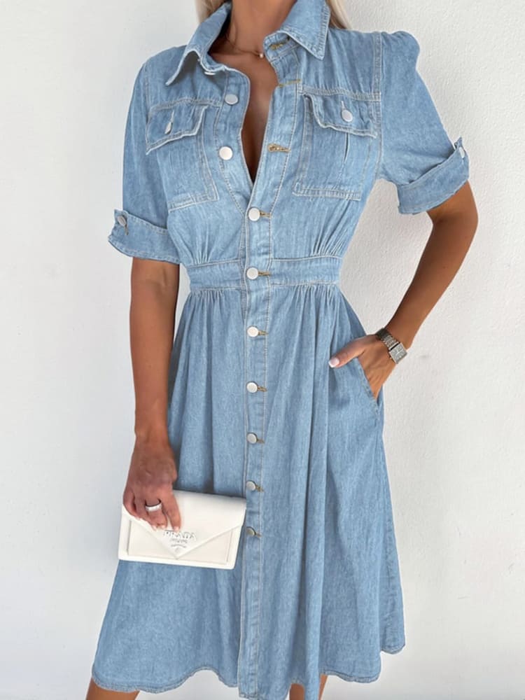 Collared Denim Shirt Dress