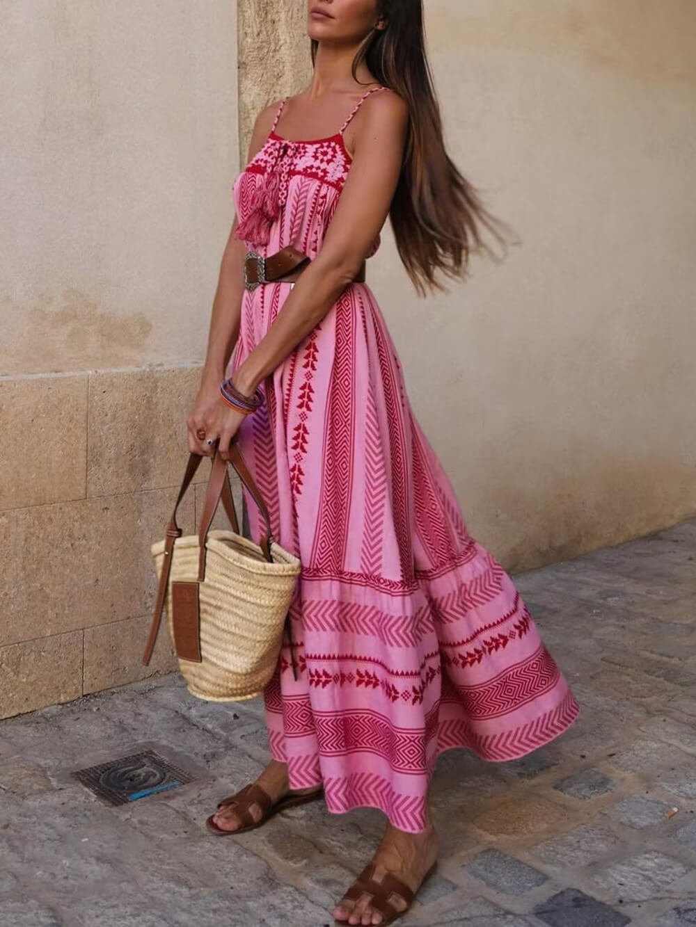 Crochet Patchwork Slip Maxi Dress